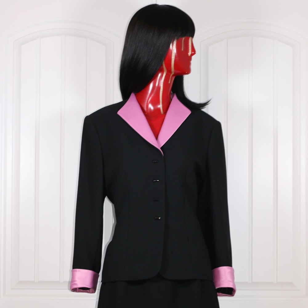 BLACK + PINK VINTAGE SKIRT SUIT